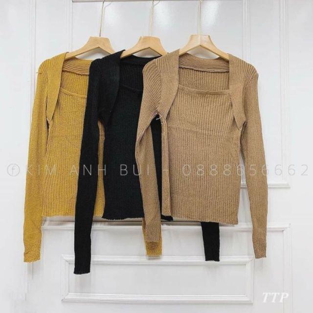 Áo thun len cổ vuông cao cấp