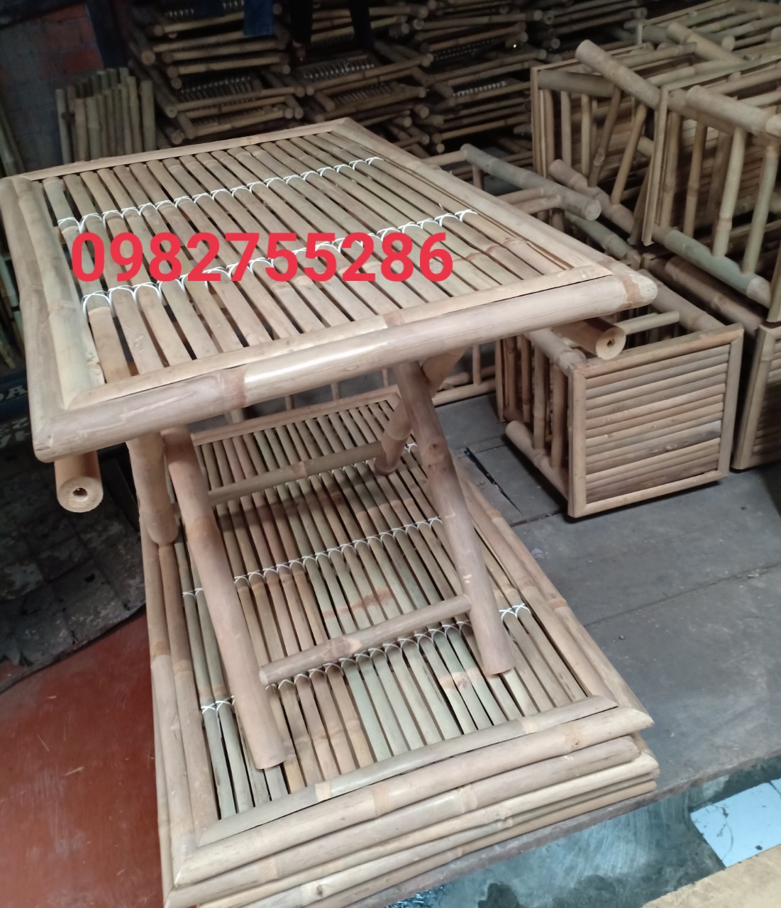 Bàn tre gấp chân (Bàn tre xếp 70cm)