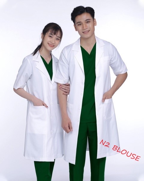 Áo Blouse Nam Dài Ngang Gối, Cộc Tay , Áo Choàng Bác Sĩ, Phòng Thí Nghiệm, Thẩm Mỹ Viện, Vải Kaki dày và Thô (Giá Sỉ)