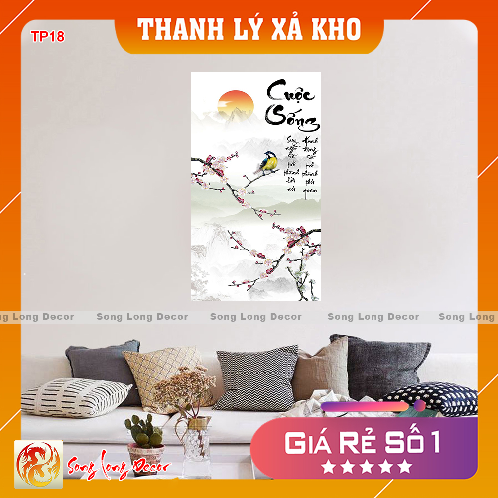 [THANH LÝ SẢ KHO] Tranh dán tường 3d - Tranh 3D Thư Pháp  - Tranh Cuộc Sống - Giấy dán tường 3d - Song Long Decor - TP18