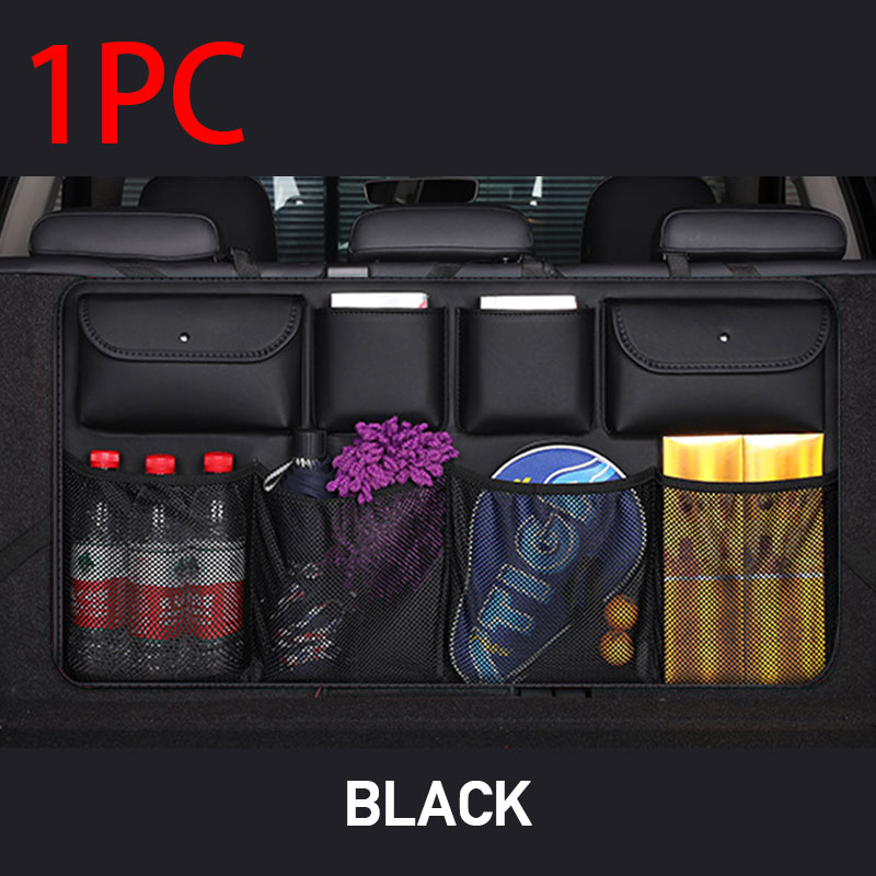 PU Leather Car Trunk Organizer Bag Rear Seat Back Storage Box Interior Trunk 8 Pocket
