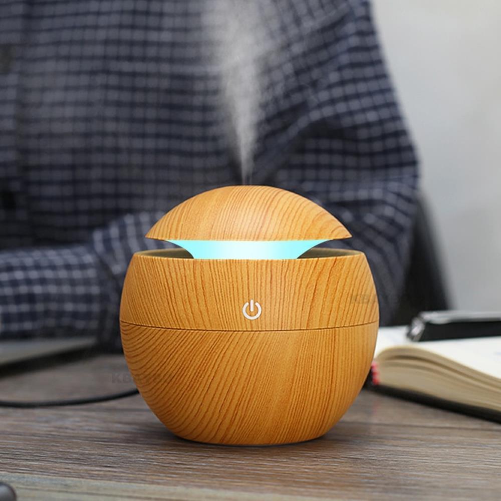 Máy Khuyếch tán tinh dầu Bình vân gỗ cổng USB tặng tinh dầu phun sương tạo ẩm điều hòa không khí