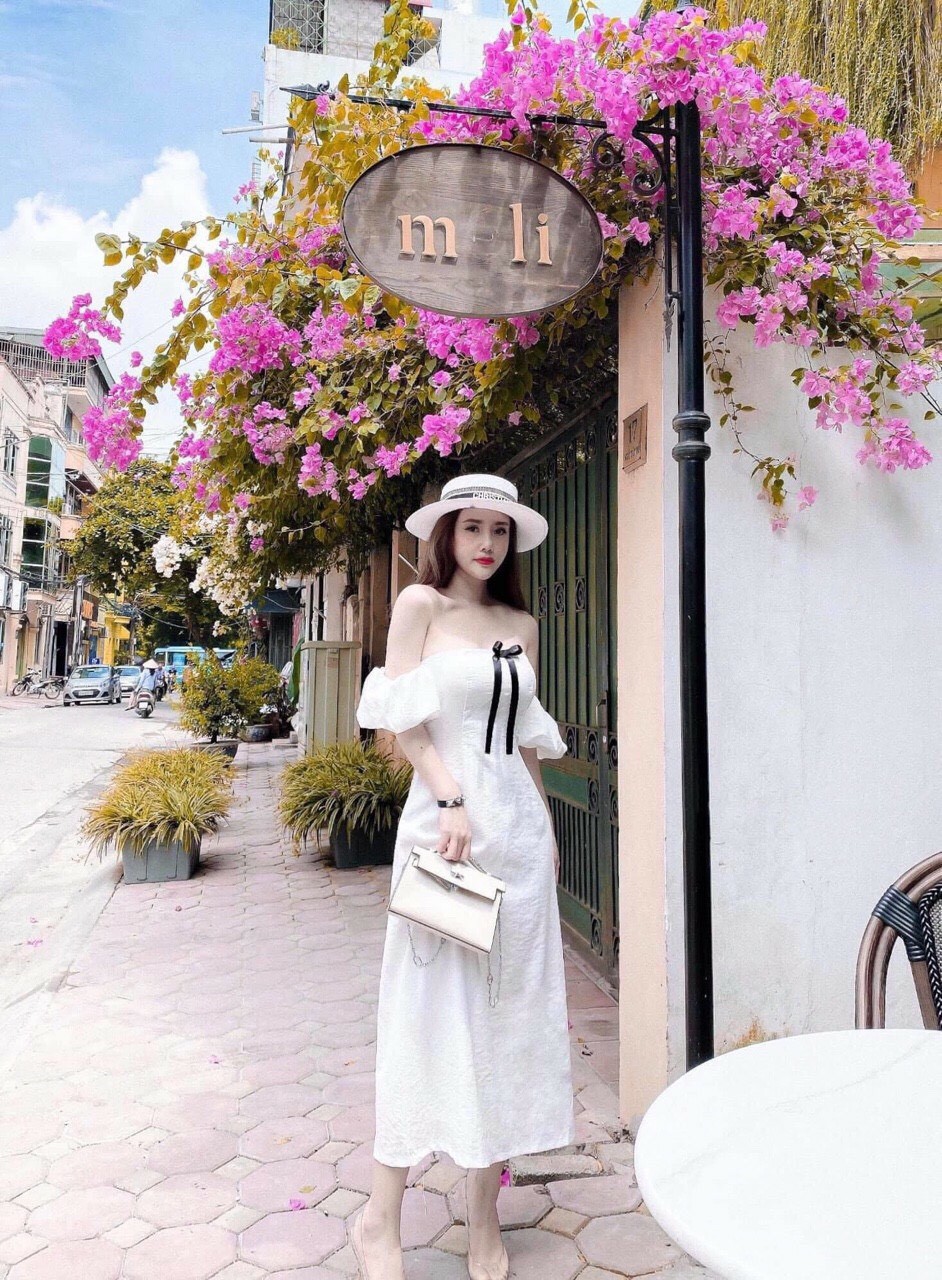 Đầm trắng body trễ vai sang chảnh