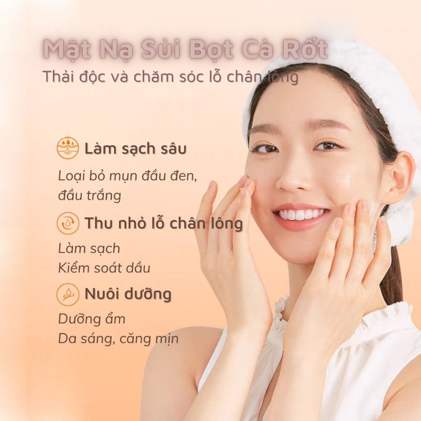 Mặt Nạ Sủi Bọt Thải Độc Cà Rốt Cuốn Sạch Bụi Bẩn Dầu Thừa Giảm Mụn Đầu Đen Detox Da Sáng Mịn - LUTAMALY