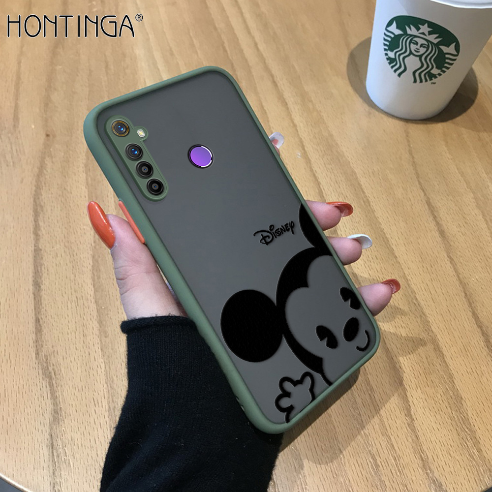 Hontinga Casing Case For Realme 5 Realme 5i 5s Realme 6i Realme 5 Pro C3 Cartoon Cute Mouse Frosted Transparent Phone Case Full Back Cover Casing Camera Protect Cases Hard Case For Girls For Boys