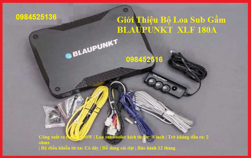 Loa sub Blaupunkt 180A, loa sub trầm đặt gầm ghế ô tô, công nghệ Đức. Công suất ra tối đa: 400W | Loa subwoofer kích thước: 8 inch | Trở kháng đầu ra: 2 ohms| Bộ điều khiển từ xa: Có dây | Dễ dàng cài đặt |