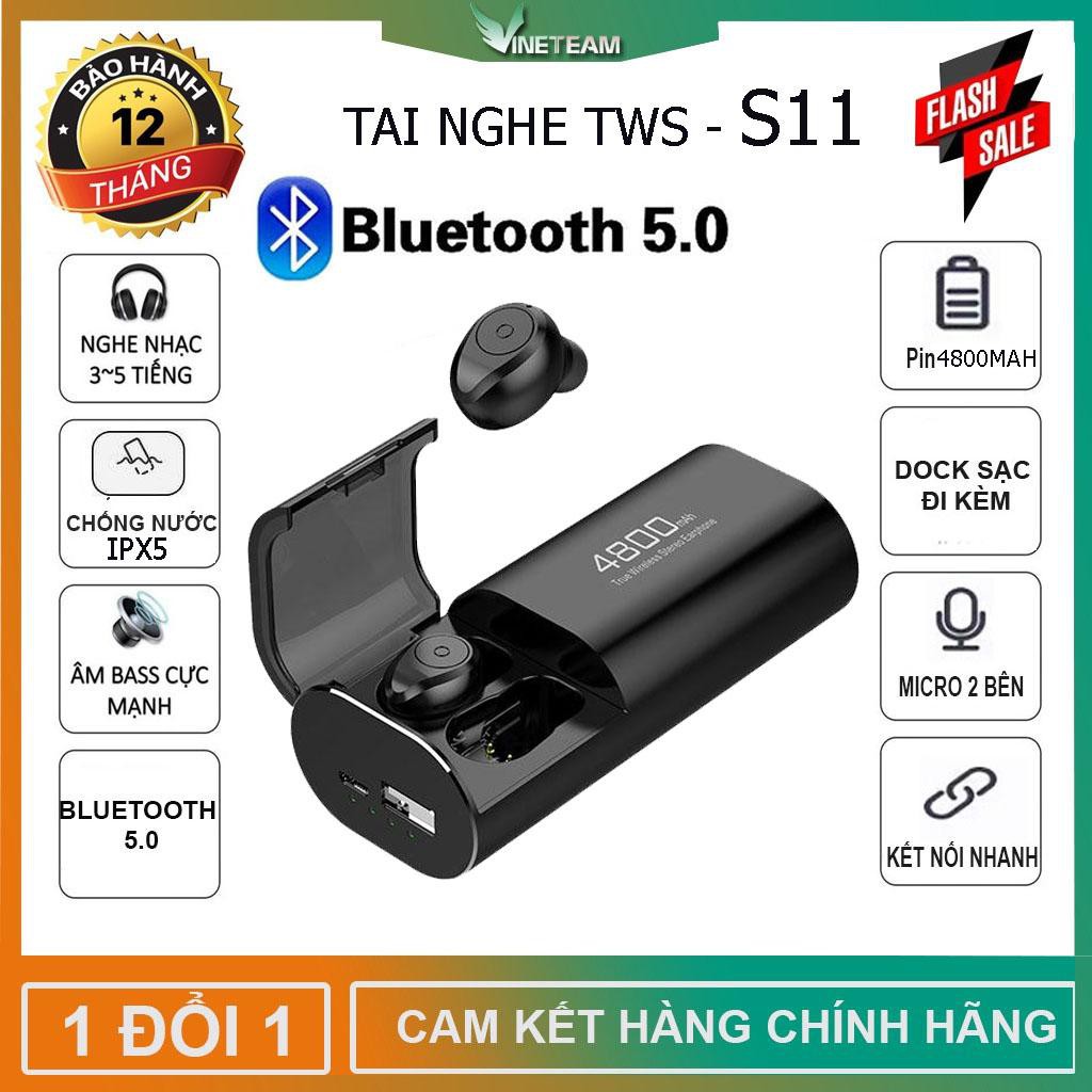 HCMTai nghe Bluetooth 5.0 S11 TWS phiên bản mới kiêm sạc dự phòng 4800 mAh