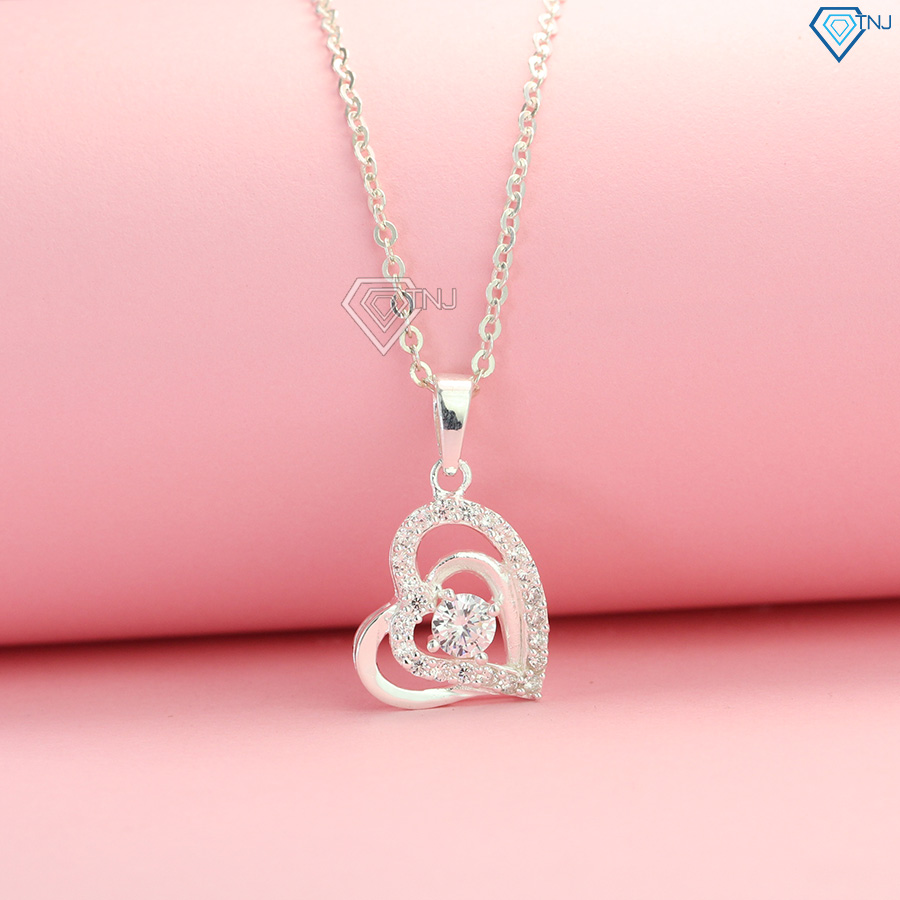 Dây chuyền nữ bạc - Vòng cổ bạc nữ mặt trái tim DCN0082 - Trang Sức TNJ