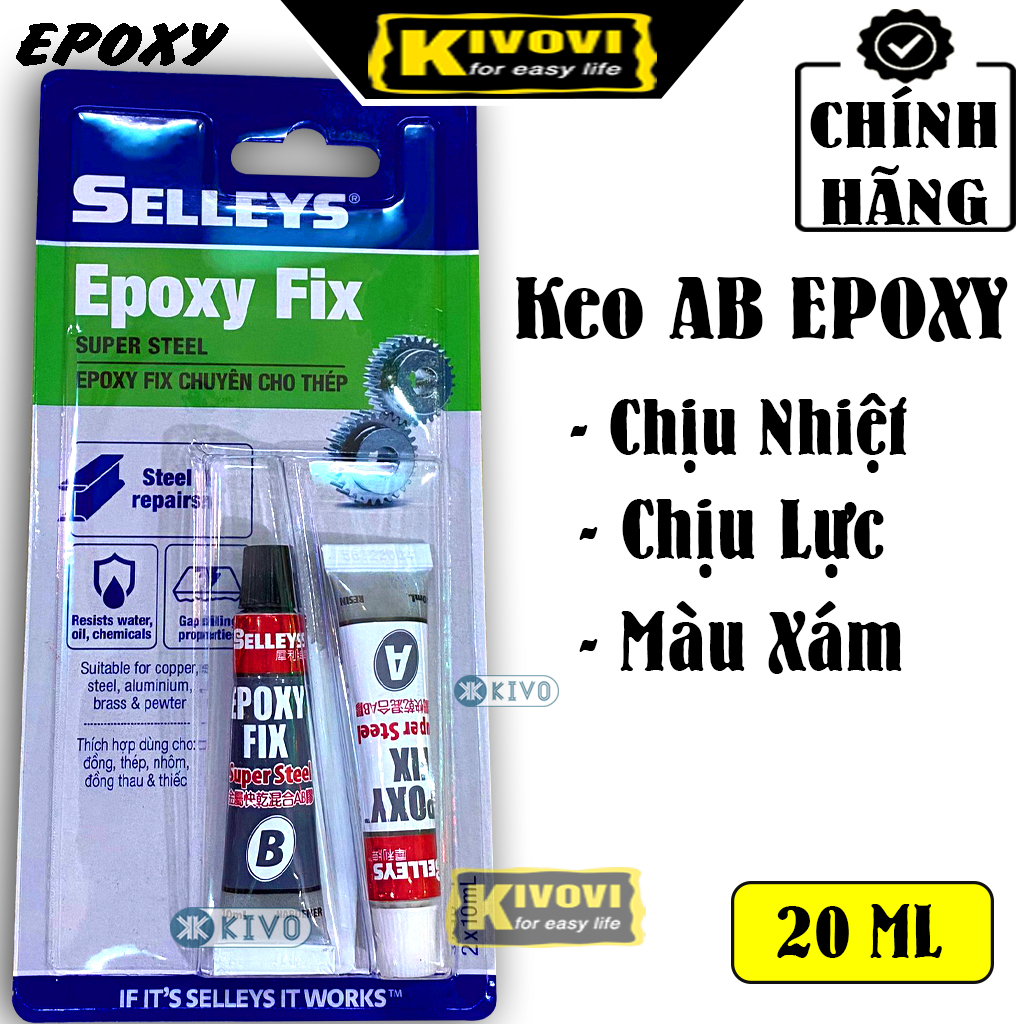 AB glue 2 component Selleys epoxy fix super steel small 20ml-glue multi-purpose heat resistant, water-resistant, stickers iron, stone, glass, stickers, ceramics, metal,… -Kivovi