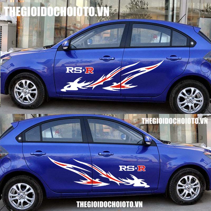 Bộ tem Ngọn Lửa Rồng RS-R dán sườn xe ô tô MS-122