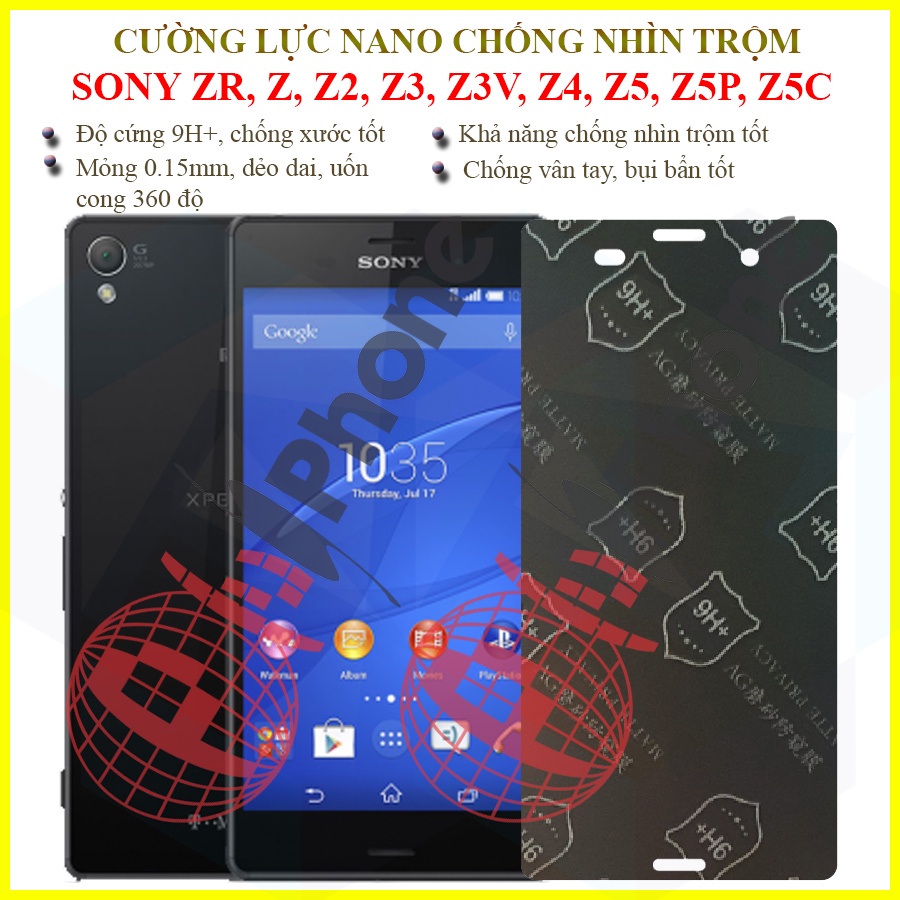 Dán chống nhìn trộm sony zr, z, z1, z2, z3, z3v, z4, z5, z5 compact, z5 premium - dán cường lực dẻo nano 9h+