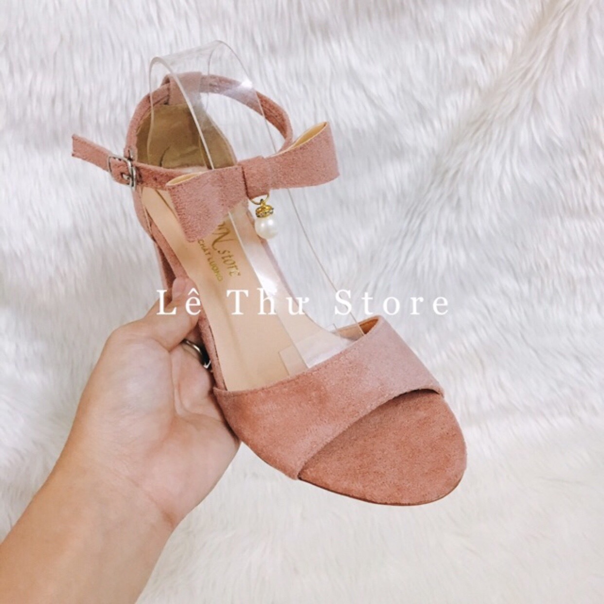 Giày cao gót 7 phân vòng cổ nơ châu LT (SDVV001)