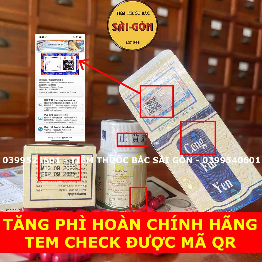Tăng Phì Bổ Hoàn Ceng.Fui.Yen 30 viên [CHÍNH HÃNG, TEM QR THẬT CHECK ĐƯỢC MÃ, DATE MỚI]