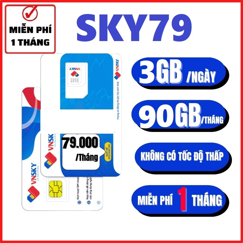 Sim 4G Mobifone Miễn Phí 1 Tháng Đầu , Tặng 3 GB Data tốc độ cao truy cập mạng | Sky79 . FREESHIP - CHƯA KÍCH HOẠT