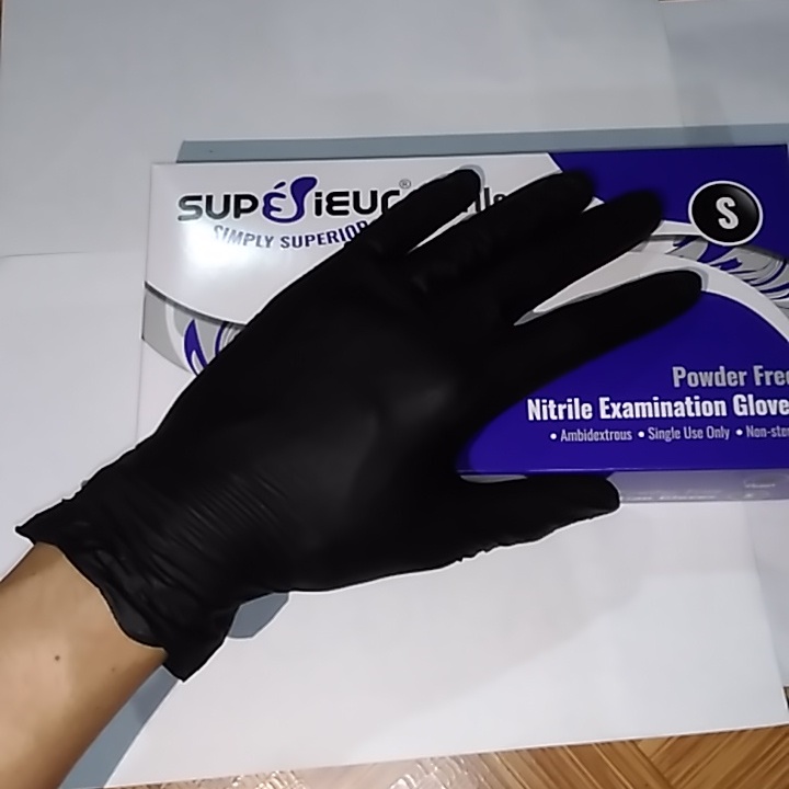Găng Tay - bao tay - Superieur nitrile không bột hộp 100 cái màu đen