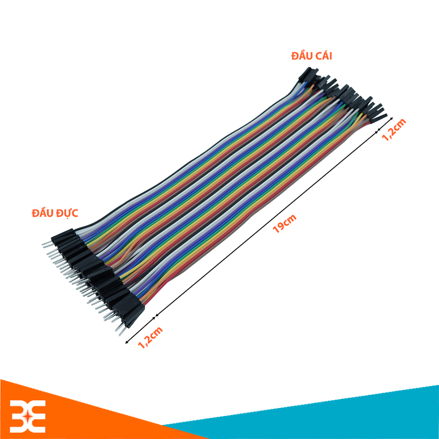 Dây Cắm Test Board, 7 Màu Dài 20Cm- Tệp 40 sợi (2 Đầu Đực - Cái)