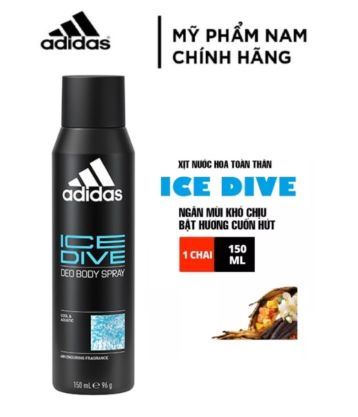 Xịt khử mùi toàn thân cho nam Adidas Ice Dive - 150 ml