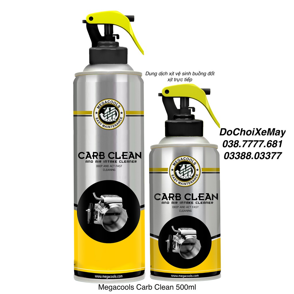Megacools CarbClean 500ml dung dịch xịt vệ sinh họng xăng,buồng đốt siêu tiện lợi, tiết kiệm , hiệu quả .DoChoiXeMay