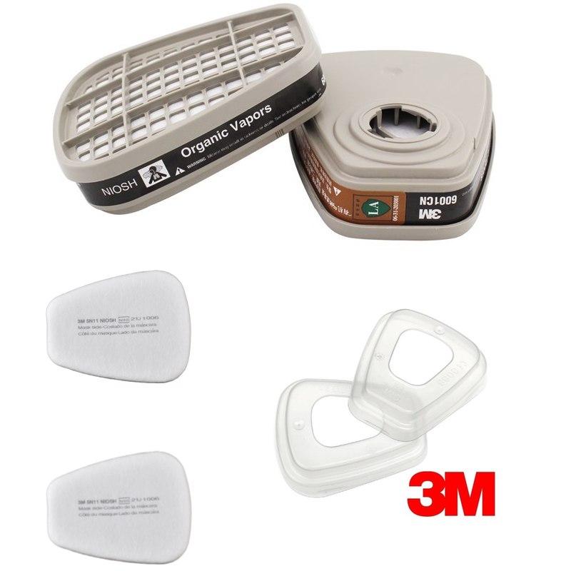 Combo phụ kiện gồm 2 phin lọc 3m 6001cn + 2 nắp đựng tấm lọc 3m 501 + 2 tấm lọc 3m 5n11 phụ kiện cho dòng mặt nạ phòng độc 3m 7502, 7501, 6200, 6100, 6800