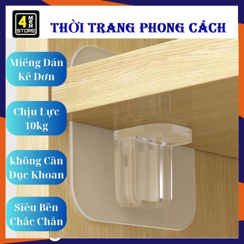 Miếng dán giá đỡ kệ siêu chịu lực treo tường - miếng dán tường kê tấm chia ngăn , móc dán ke góc chữ l kê ván , sàn chịu