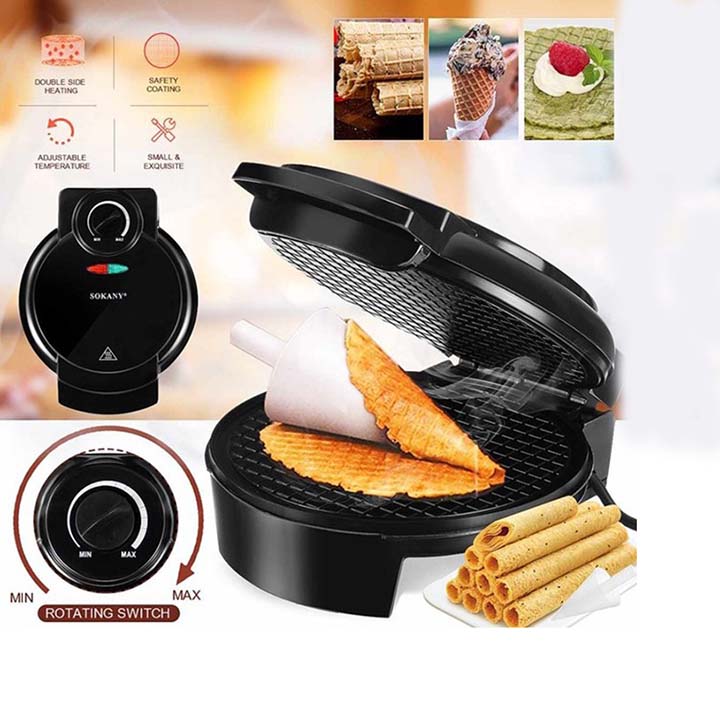 [SOKANY] Máy làm bánh quế, Ốc quế cuộn 2 mặt chống dính