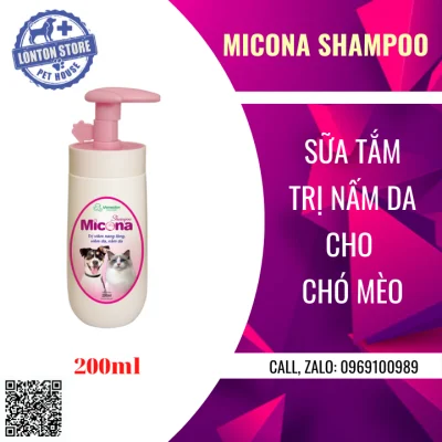 VEMEDIM Micona Shampo Sữa Tắm Mèo Phòng Nấm Da, Viêm Nang Lông 200ml - Lonton Store