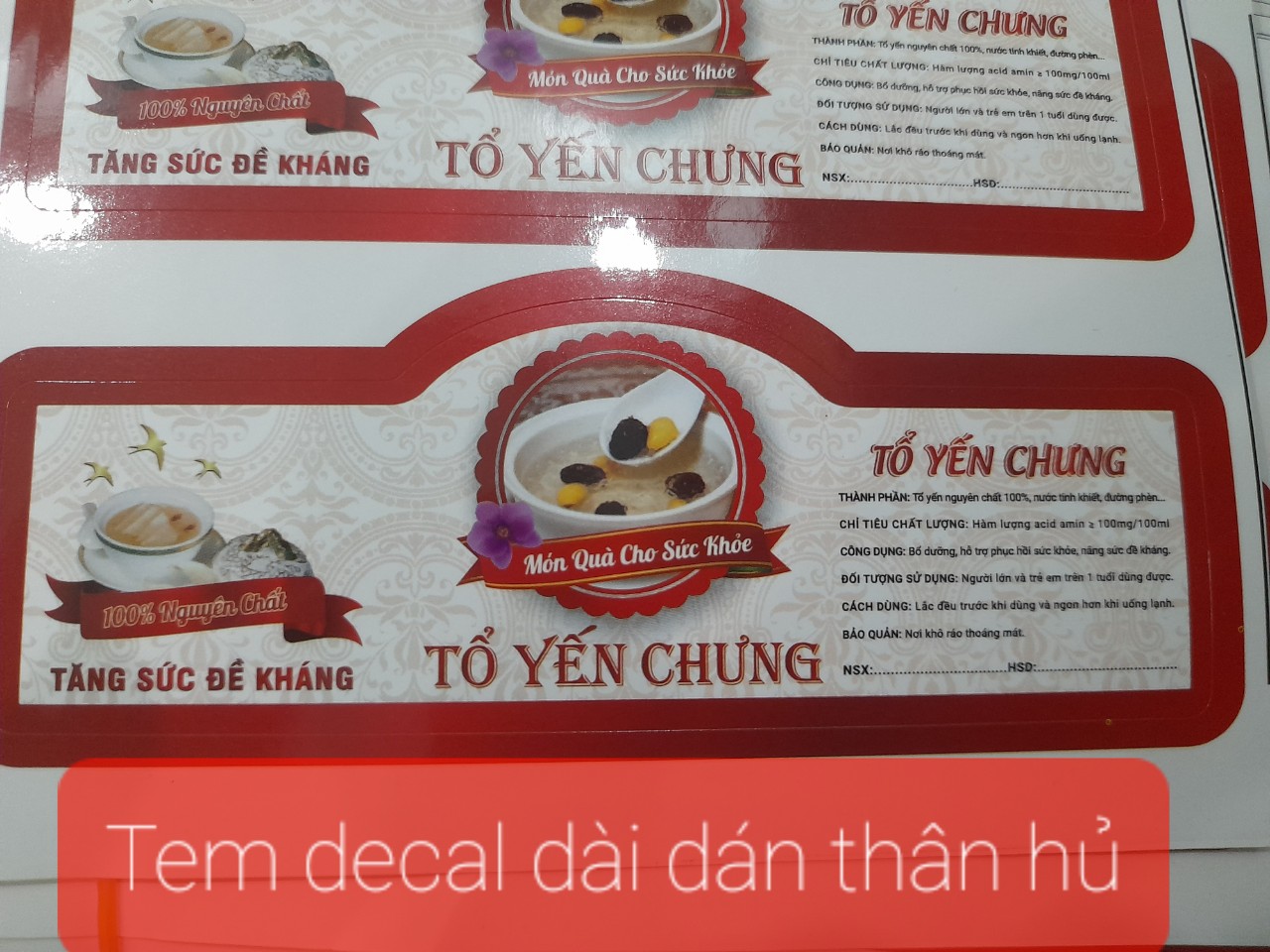 [HCM]Combo 10 Tem giấy dán hủ thủy tinh đựng yến