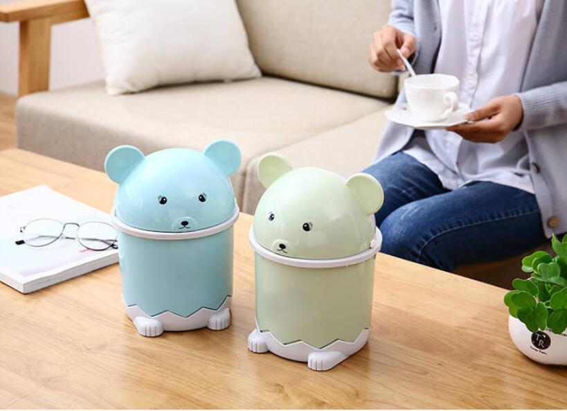 Thùng Rác Mini Nắp Lật Hình Gấu Trúc Dễ Thương ,Để Bàn Học,Bàn Làm Việc