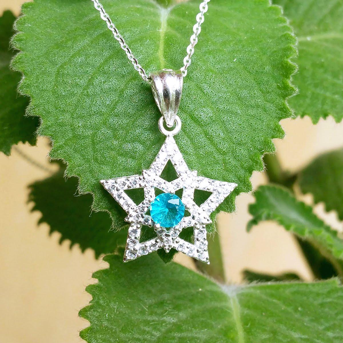 Dây chuyền bạc nữ - Vòng cổ bạc ngôi sao đính Ruby [DC-A15]