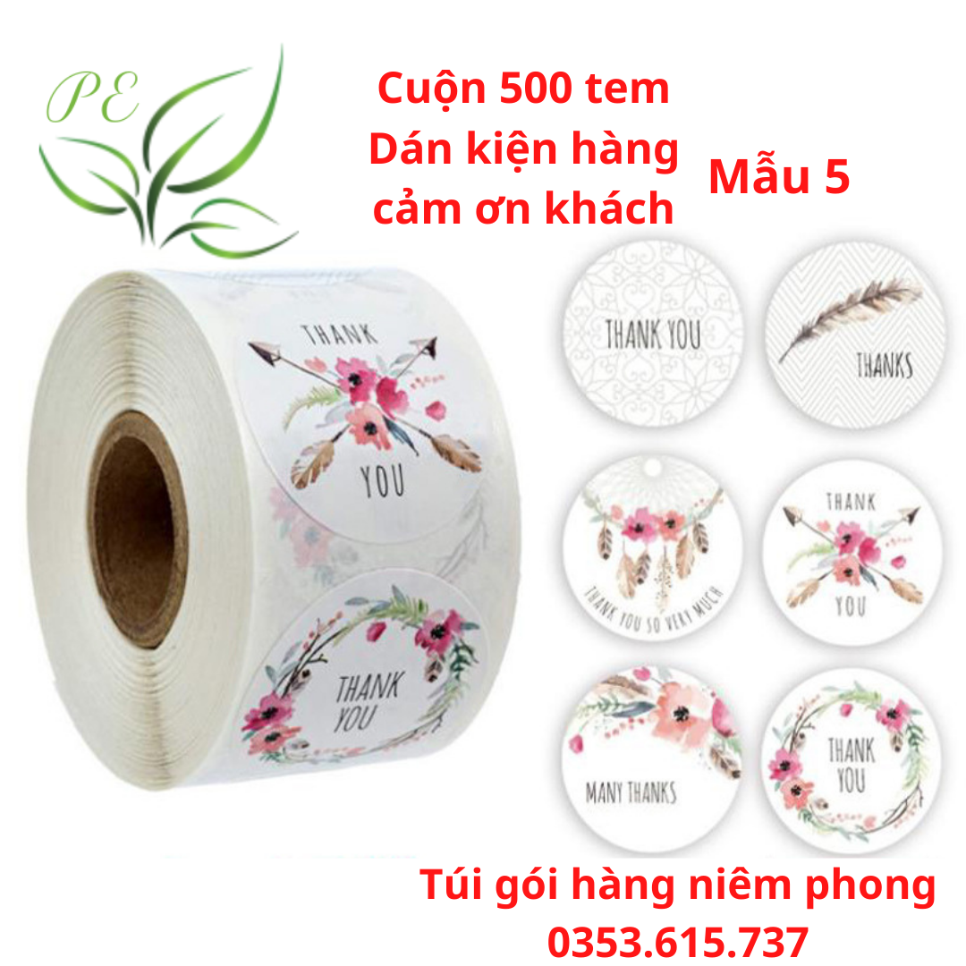 500 Tem Nhãn Dán Gói Hàng/ Sticker Thank You