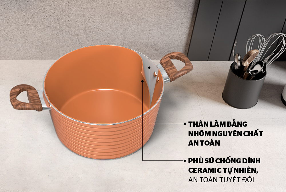 Bộ Nồi Ceramic Đáy Từ Sunhouse SHG2003MCB