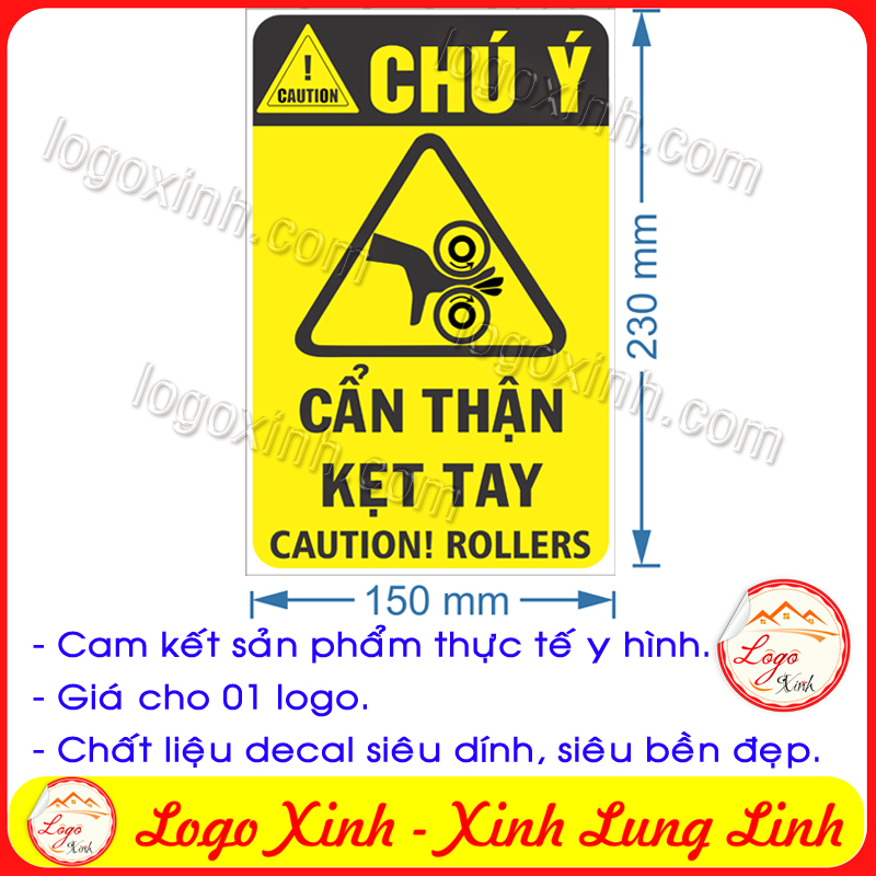 LOGO TEM STICKER CẢNH BÁO BÁNH CẨN THẬN KẸT TAY, ROLLER IS OPERATING - BIỂN CẢNH BÁO AN TOÀN LAO ĐỘNG