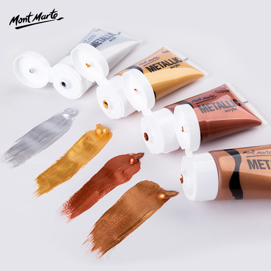 [Giao Hỏa Tốc] Bộ 4 Màu Nhũ Metallic Acrylic Mont Marte 50ml - PMHS0012