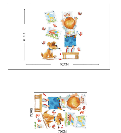 HCM Decal trang trí tường Bé vẽ tranh