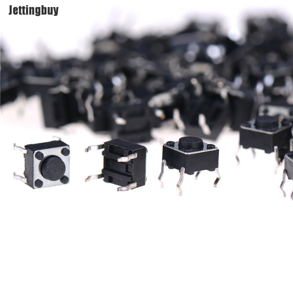 Jettingbuy 100Pcs 6x6x4.5mm Panel PCB Momentary Tactile Tact Push Button Switch