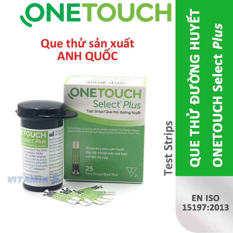 Que thử đường huyết OneTouch Select Plus Simple – hộp 25 que thử