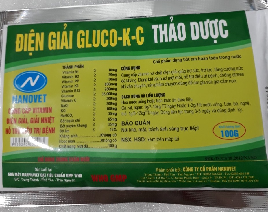 ĐIỆN GIẢI GLUCO-K-C THẢO DƯỢC 100g