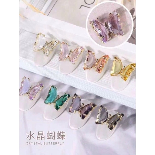 Charm bướm đá đính móng trang trí nail