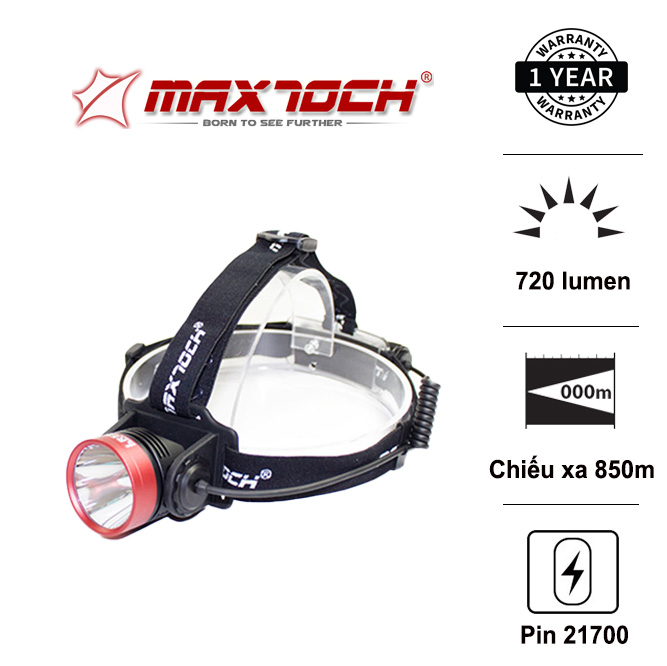 Đèn pin đội đầu MAXTOCH EAGLE LR552 độ sáng 720 lumen chiếu xa 850m (pin 21700)
