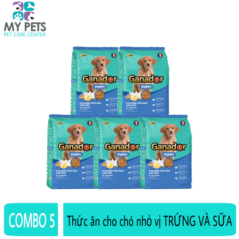 (COMBO 5) Thức ăn cho chó nhỏ hương vị trứng và sữa Ganador puppy Flavored With Egg And Milk - Gói 400g
