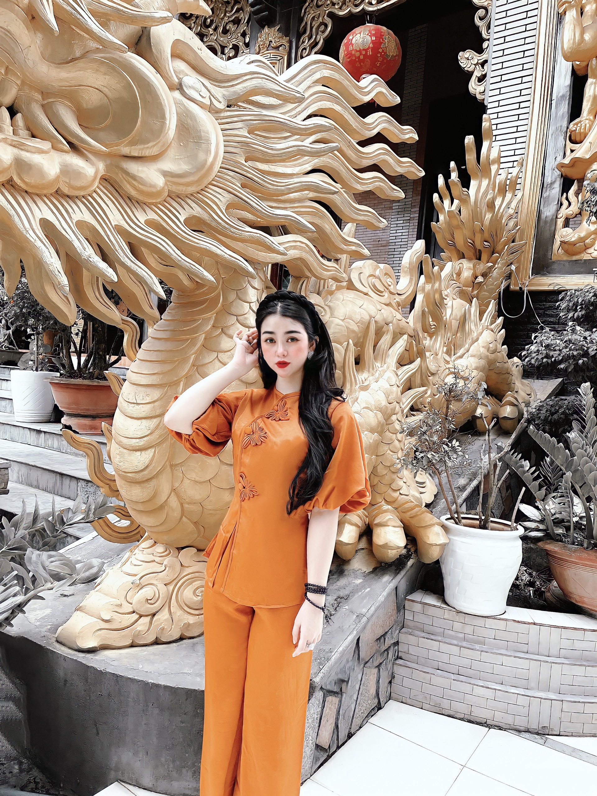 SET ĐỒ LAM ĐI CHÙA CAO CẤP NÚT HOA ẢNH THẬT