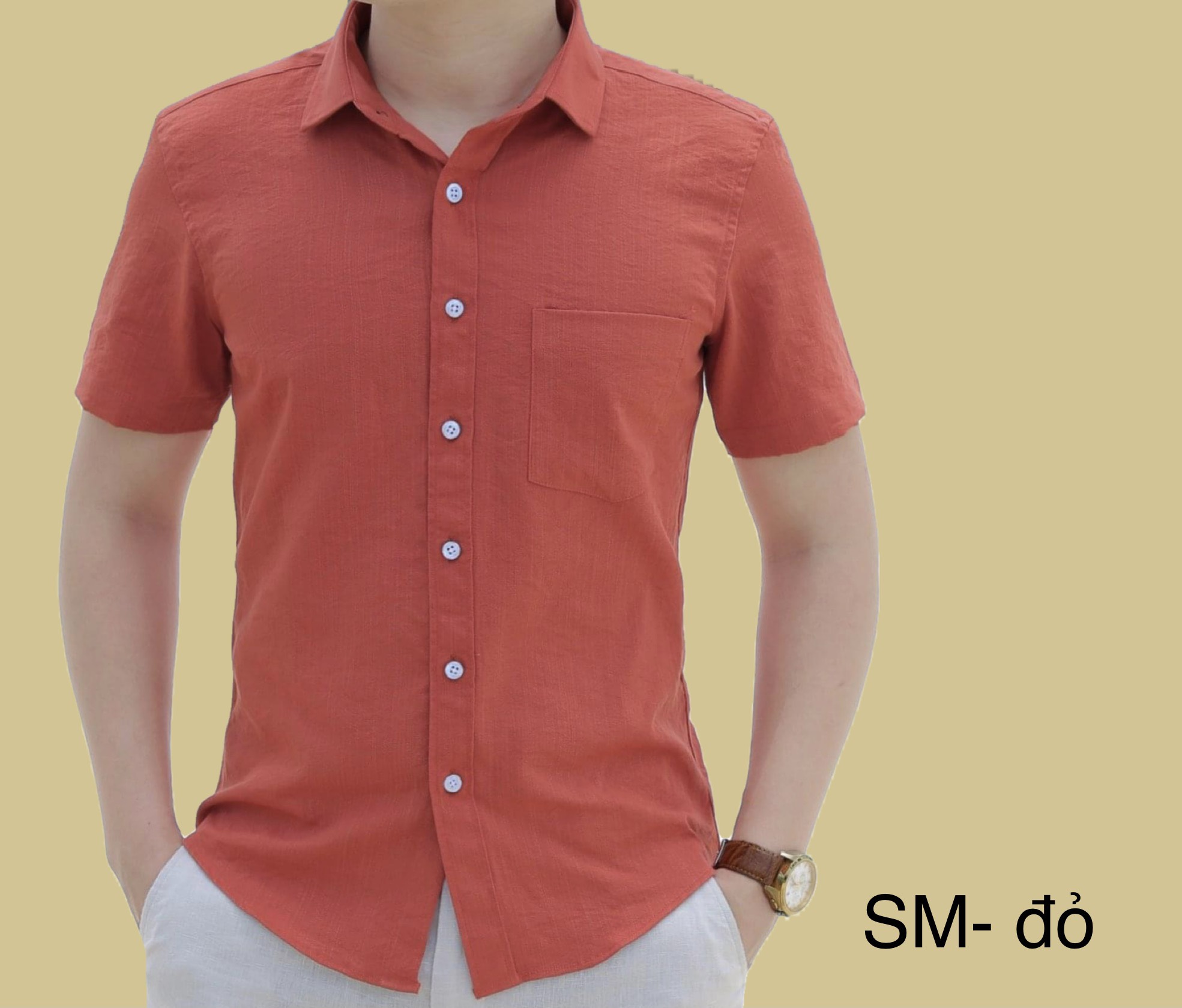 ÁO SƠ MI CỘC TAY NAM CỔ BẺ FULL CÚC