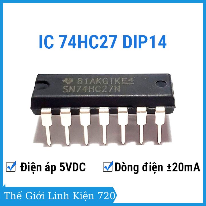 Ic 74hc27 dip14 chân cắm tích hợp 3 cổng điều khiển logic nor