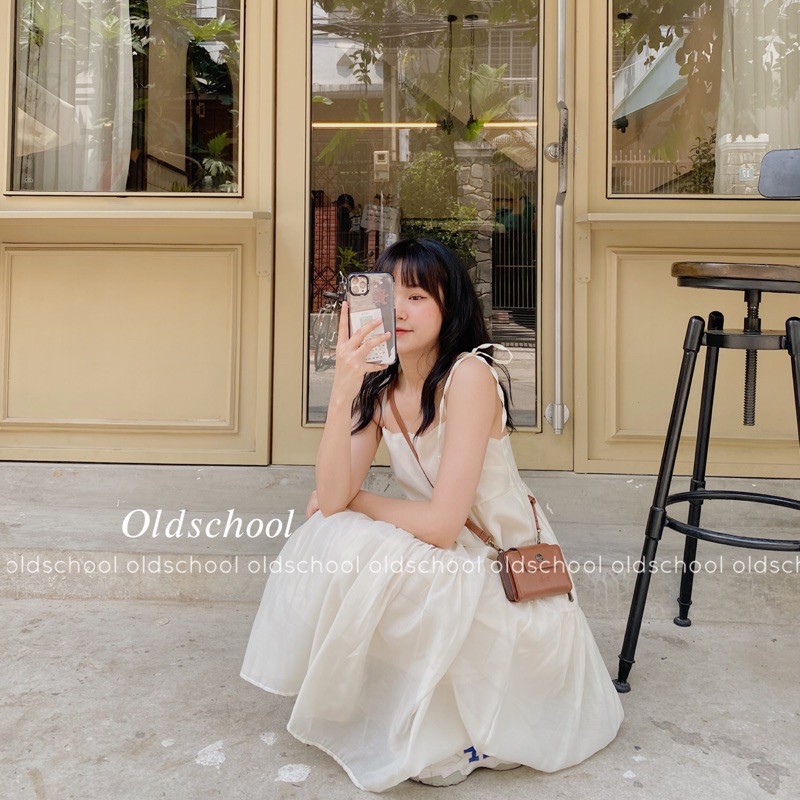 (Oldschoolcloth)VÁY 2 DÂY VOAN TƠ ULZZANG (ảnh thật/video)