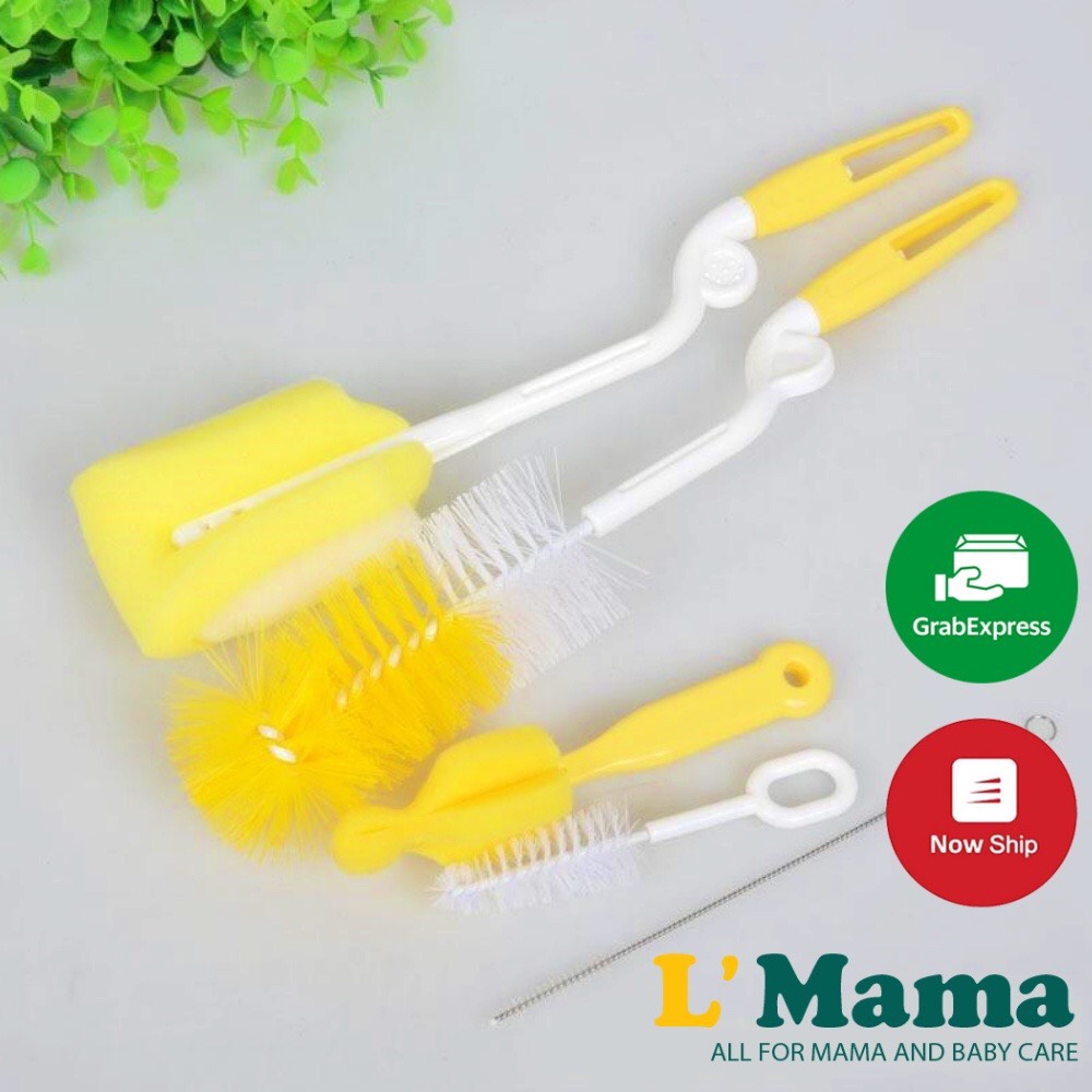 Bộ Cọ Rửa Bình Sữa Núm Ti 5 Chi Tiết tay Cầm xoay 360 Độ