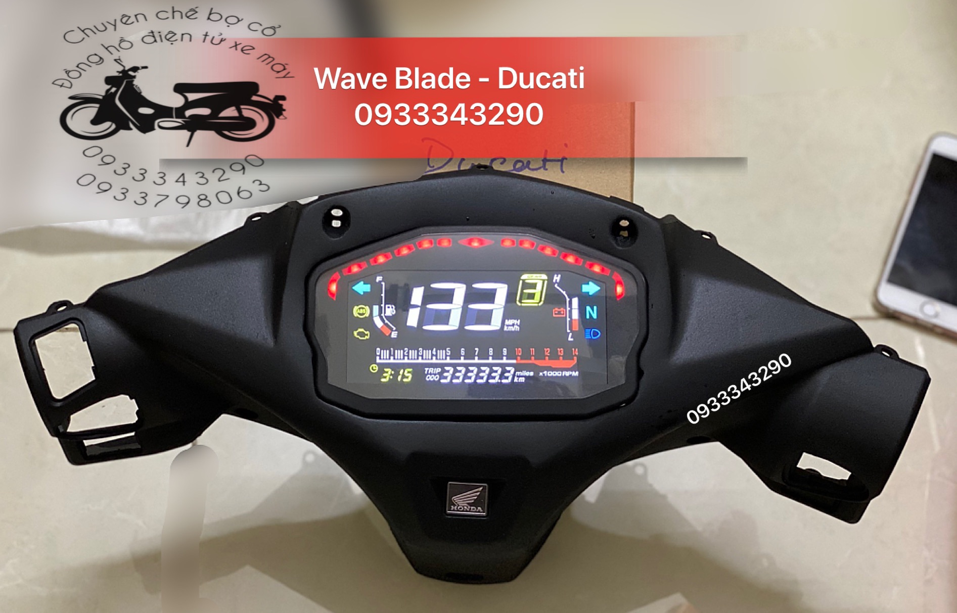 Trọn Bộ Bợ Cổ Wave Blade - Chế Đồng Hồ Ducati