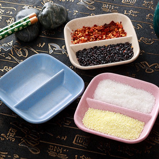 [HCM]Chén Đựng Nước Chấm Gia Vị Nhựa Lúa Mạch 2 Ngăn