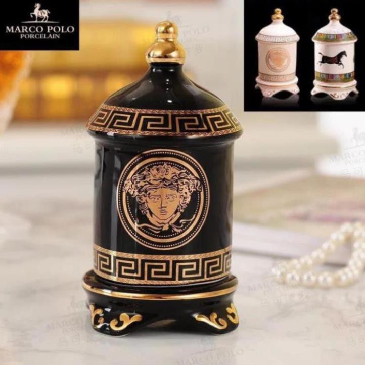 Lọ đựng tăm, hũ đựng tăm versace trắng, đen