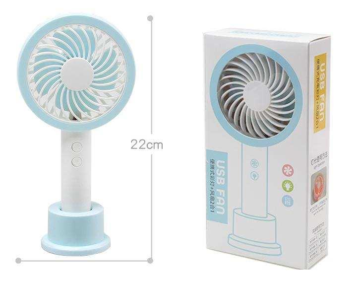Quạt Cầm Tay Mini Đèn Led 4 Cánh Pin Sạc Có Đế