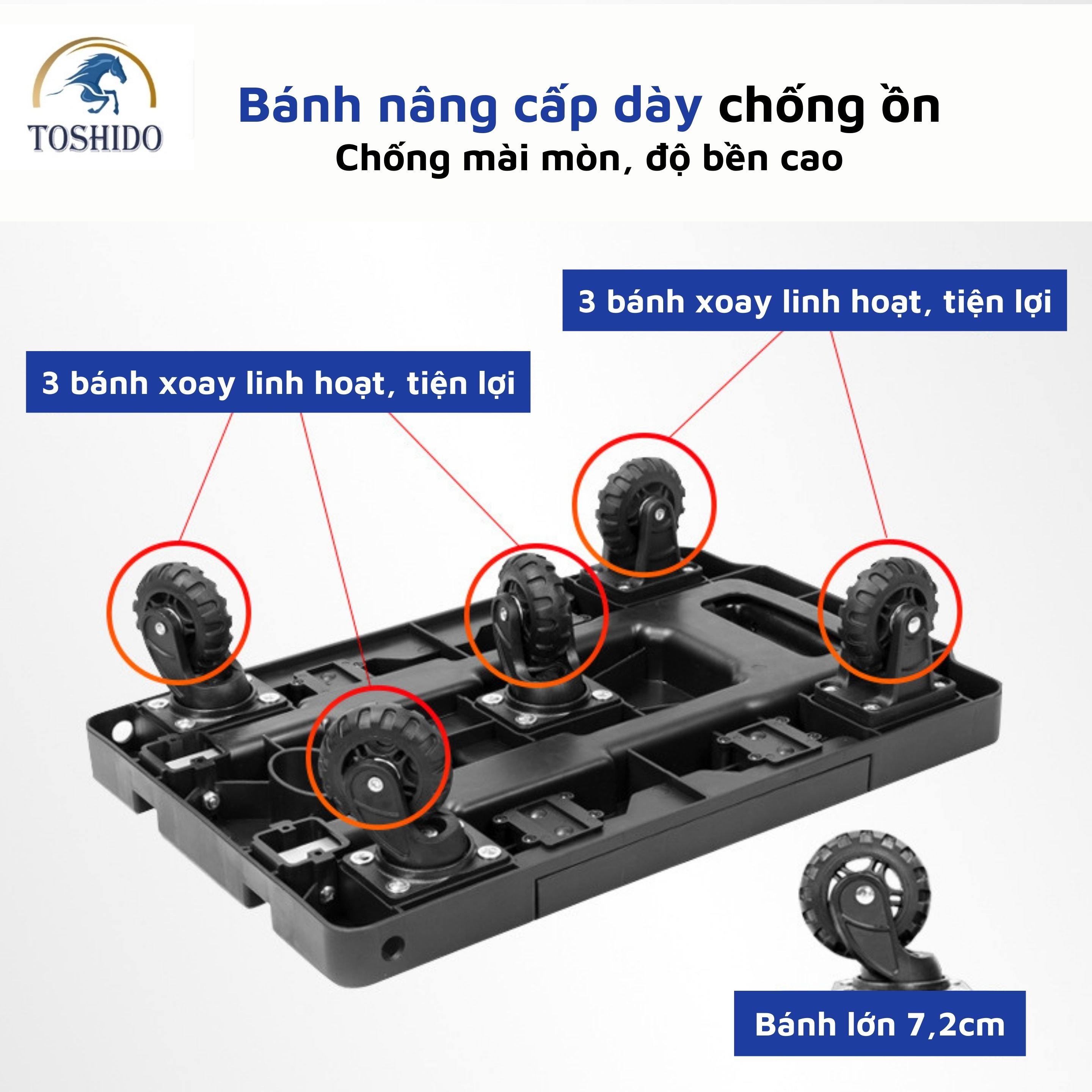 Xe đẩy hàng, kéo hàng đa năng 5 bánh gấp gọn tải trọng 125kg, xe chở hành lí gấp gọn